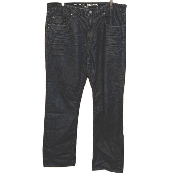 Black Brown 1826 Black Wash Whiskered Classic Fit Straight Leg Jeans Size 36X32 - Picture 2 of 16